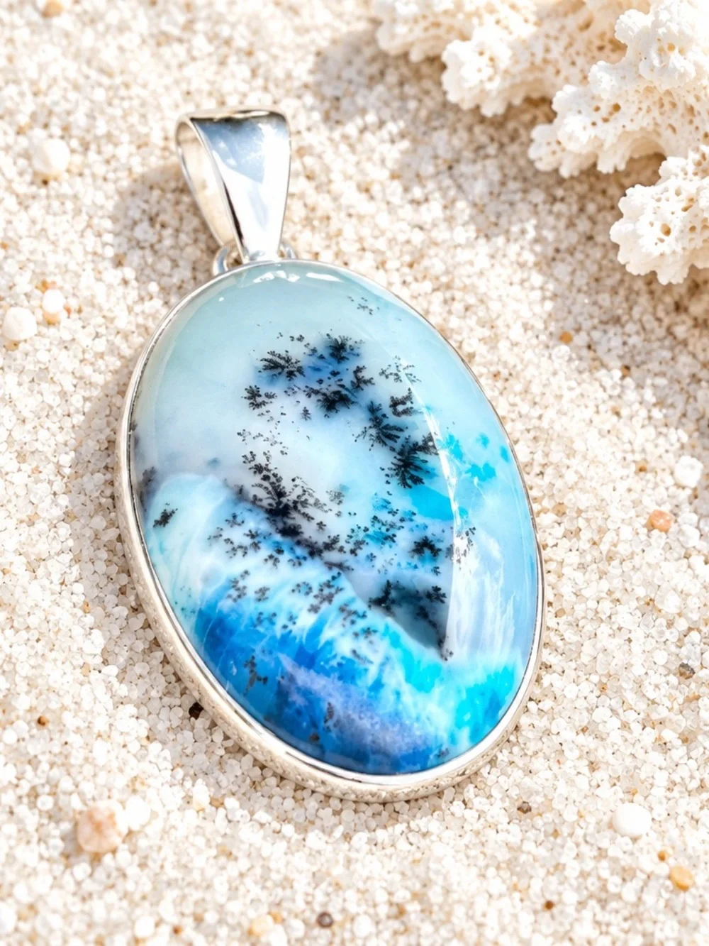 SOLD NEW! Blue Dendritic Opal Necklace